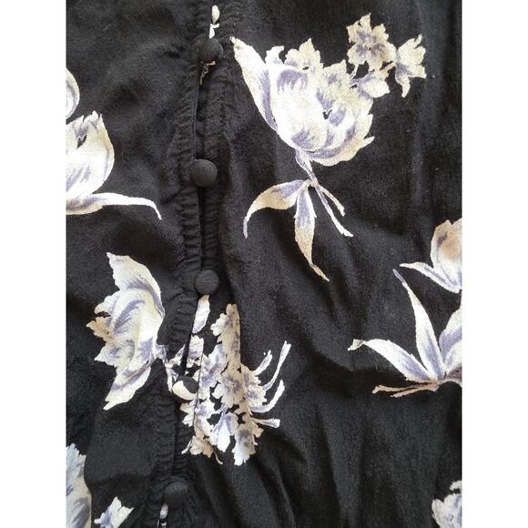 Maeve by Anthropologie Black Floral Adagio Ruffled Blouse Small - Picture 6 of 7